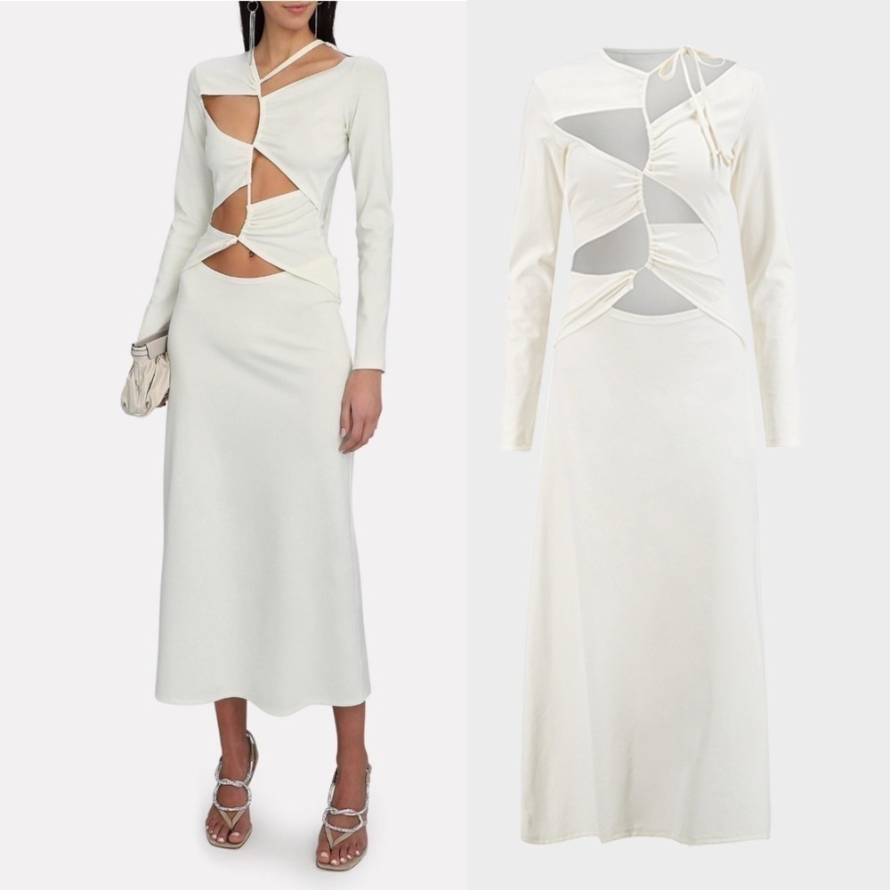 Nwt Sid Neigum Italian Knit Tension Cut Out Midi Dress In Cream Medium — image 3 of 8